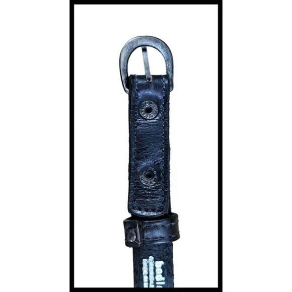 BED|STU Leather Belt 2 Snap Metal Buckle Strap Perforated Dot Gunmetal Large main image 11